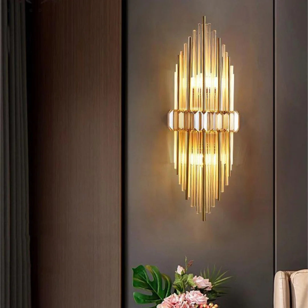 Marsily Gold Black Crystal Wall Lamp - Nuvé