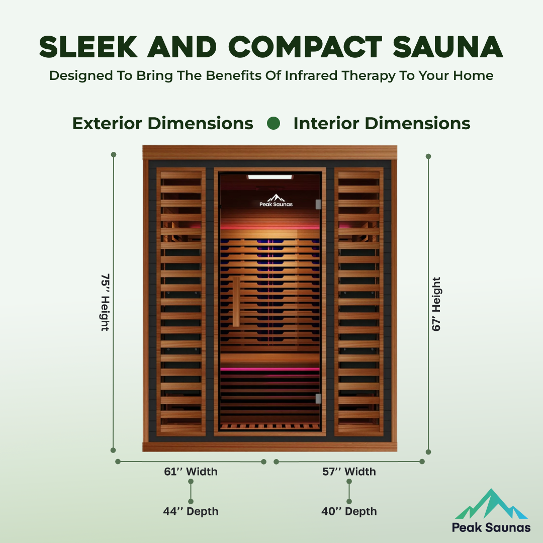 Peak Saunas Matterhorn Luxury 3-Person Full Spectrum Infrared Sauna with Two XL Medical-Grade Red Light Therapy Panels & Smart WiFi App Control - Nuvé