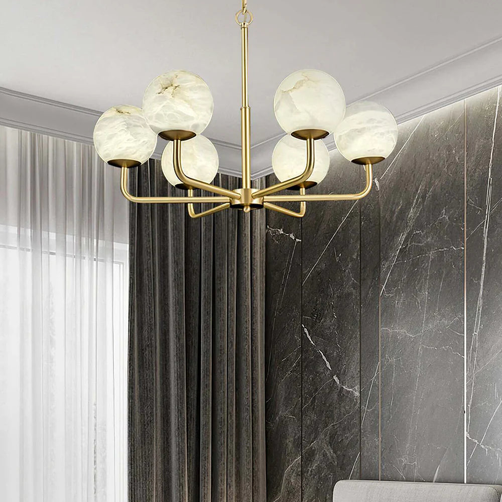 Alabaster Maytoni Erich Brass Chandelier - Nuvé