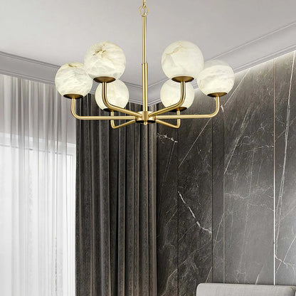 Alabaster Maytoni Erich Brass Chandelier - Nuvé