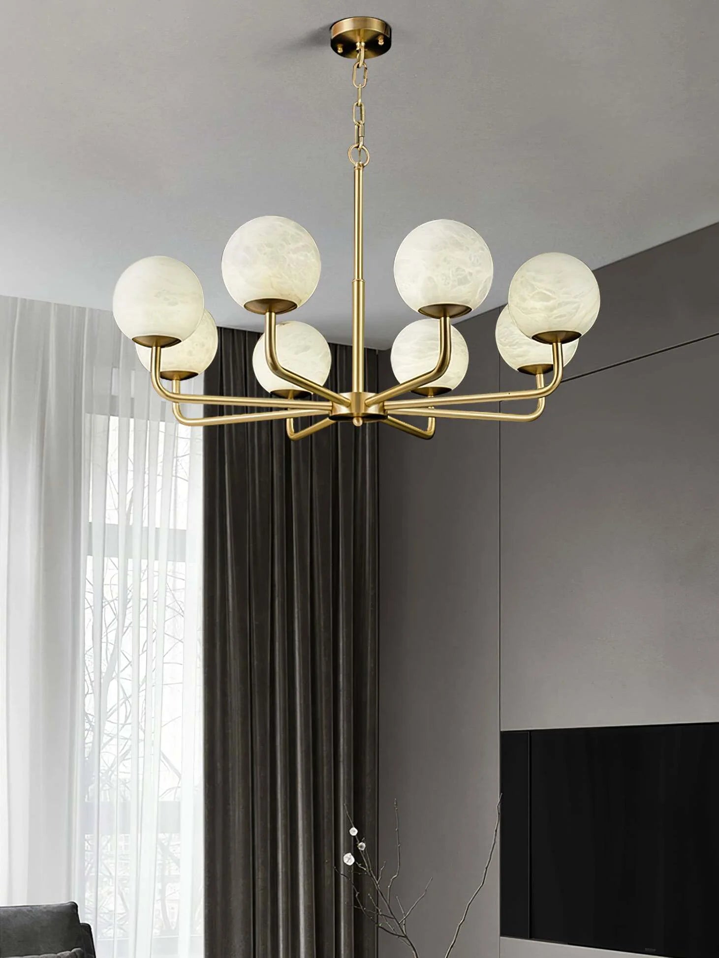 Alabaster Maytoni Erich Brass Chandelier - Nuvé