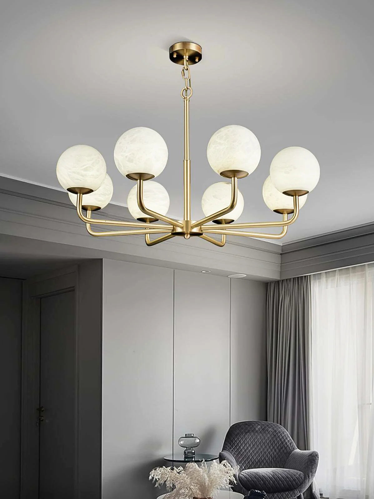 Alabaster Maytoni Erich Brass Chandelier - Nuvé
