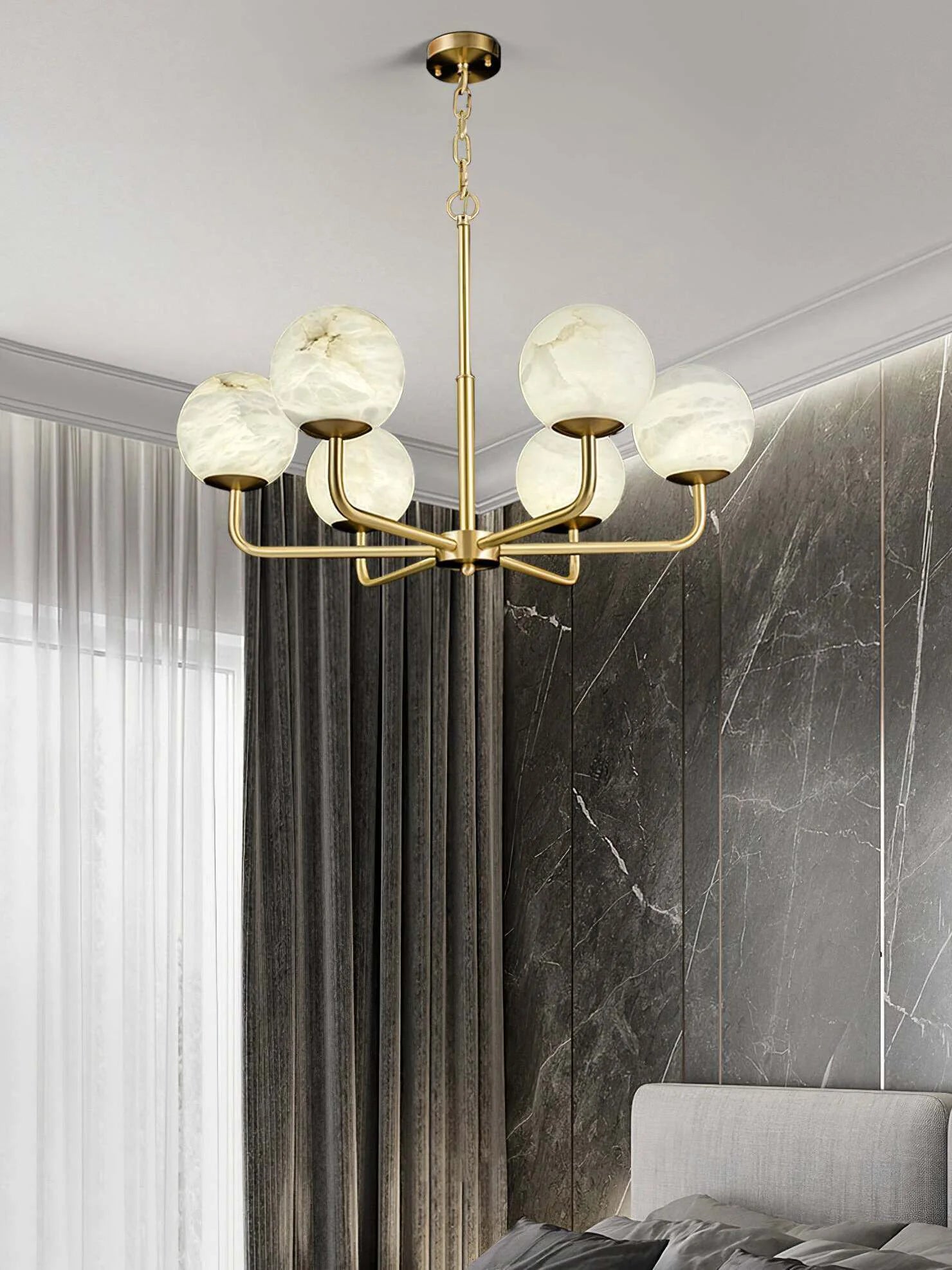 Alabaster Maytoni Erich Brass Chandelier - Nuvé