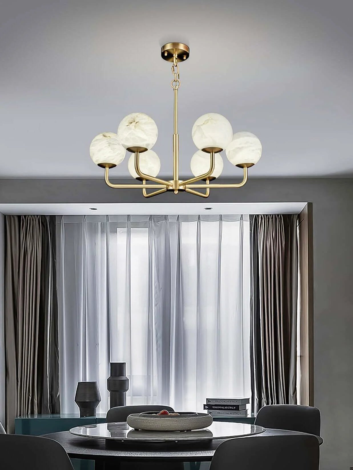 Alabaster Maytoni Erich Brass Chandelier - Nuvé