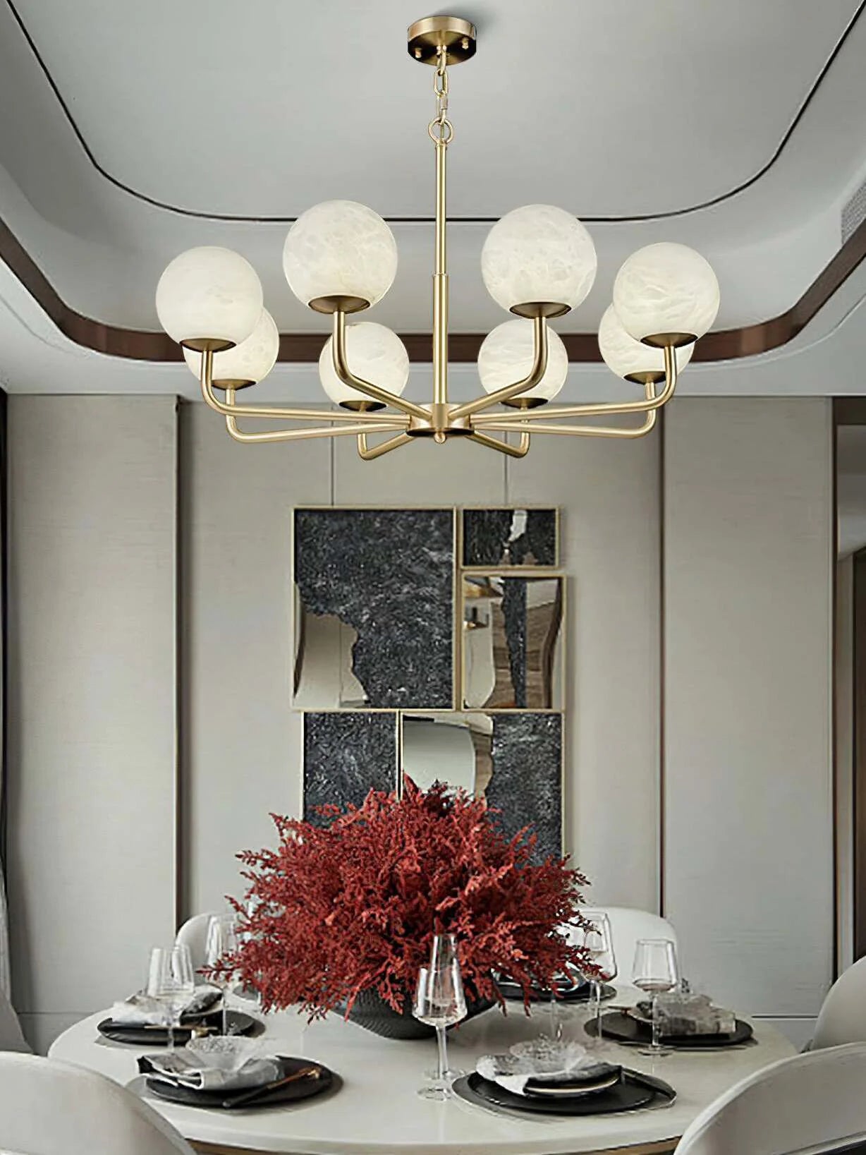 Alabaster Maytoni Erich Brass Chandelier - Nuvé