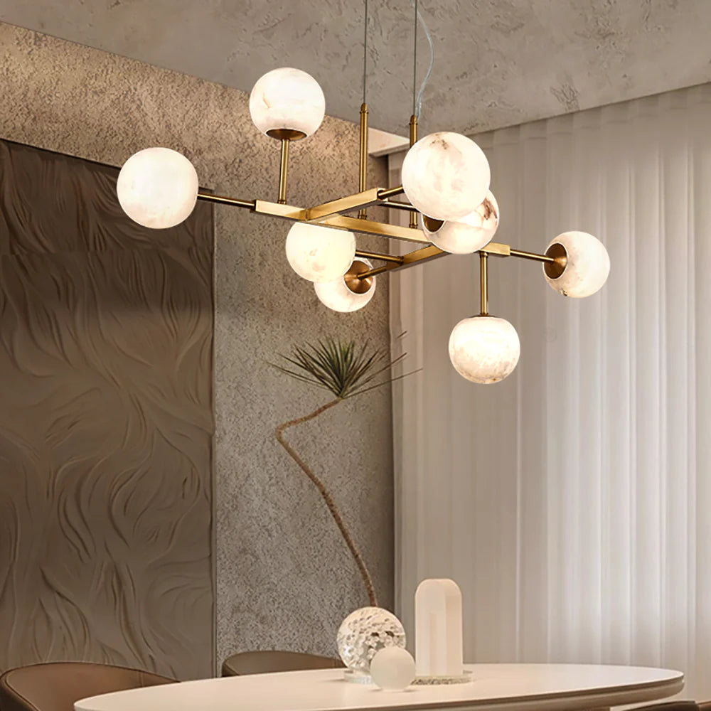Alabaster Maytoni Uva Brass Chandelier - Nuvé