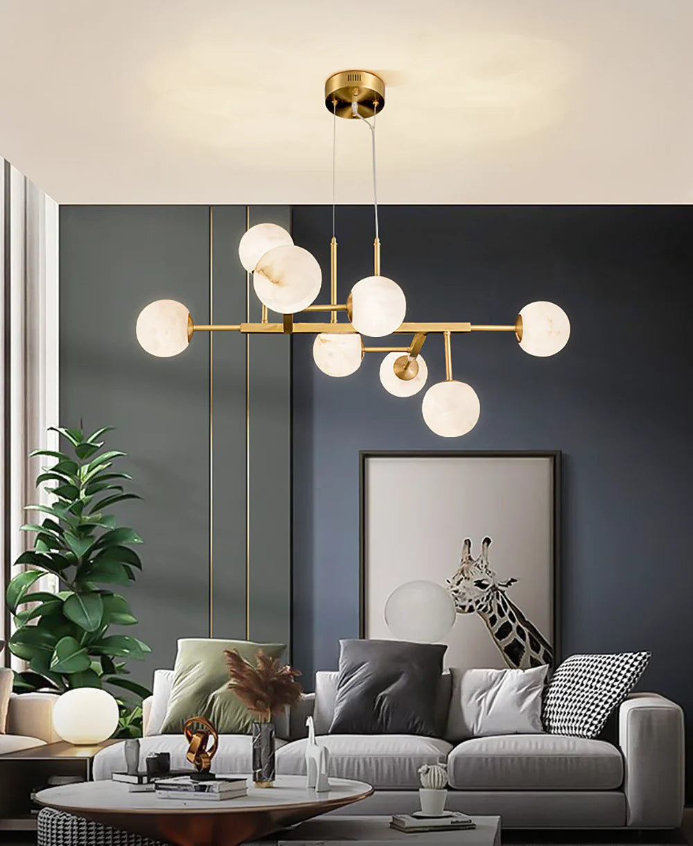 Alabaster Maytoni Uva Brass Chandelier - Nuvé