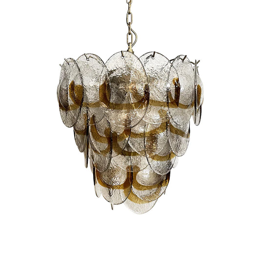 Mazzega Murano Transparent Amber Glasses Chandelier - Nuvé