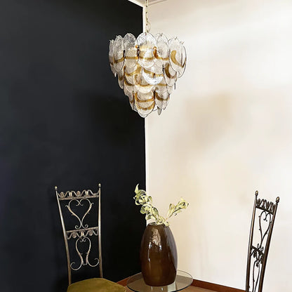 Mazzega Murano Transparent Amber Glasses Chandelier - Nuvé