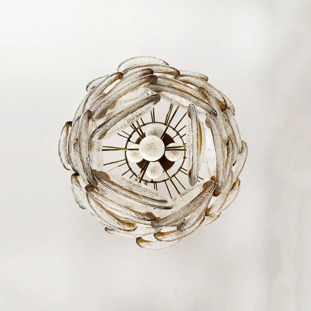 Mazzega Murano Transparent Amber Glasses Chandelier - Nuvé