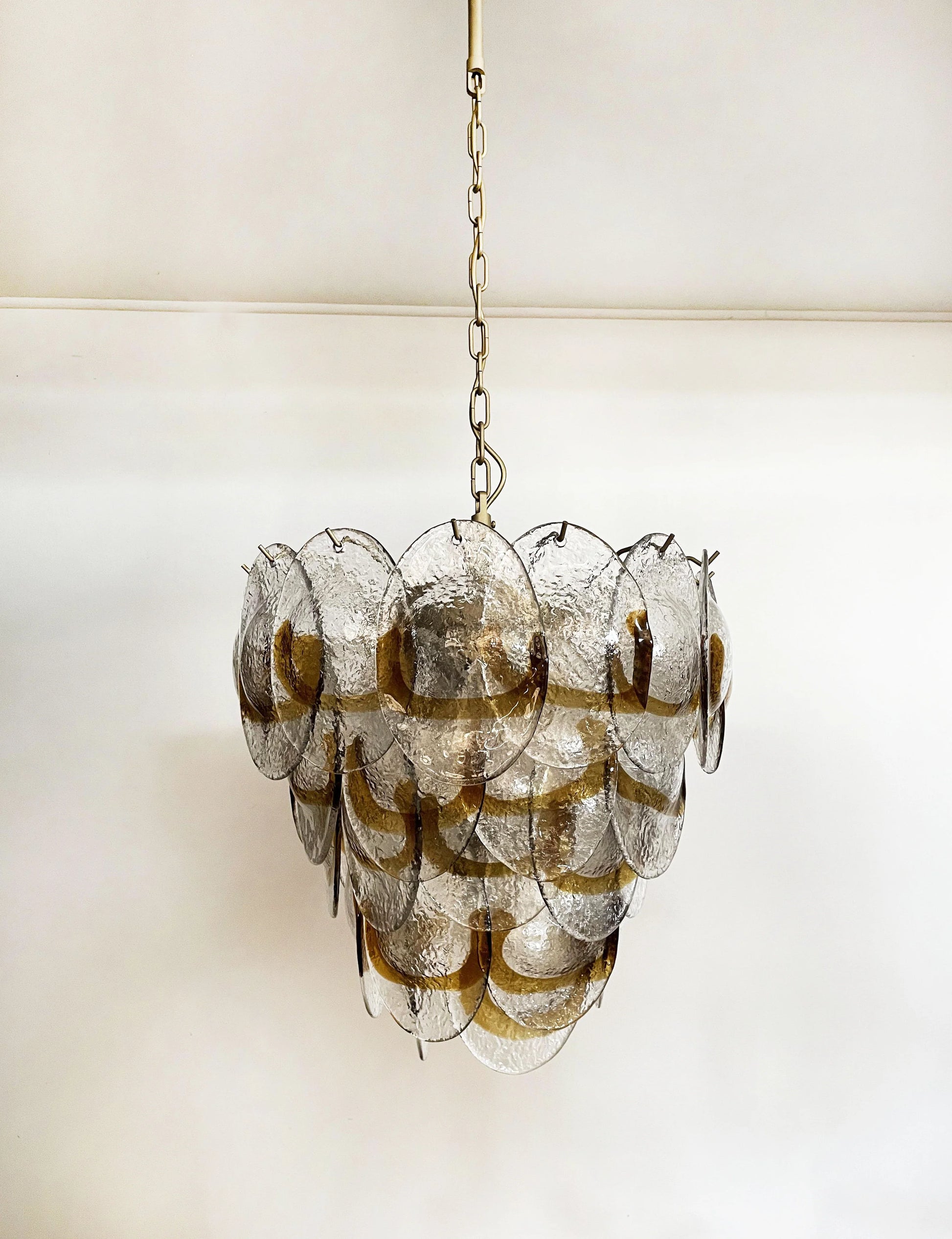 Mazzega Murano Transparent Amber Glasses Chandelier - Nuvé