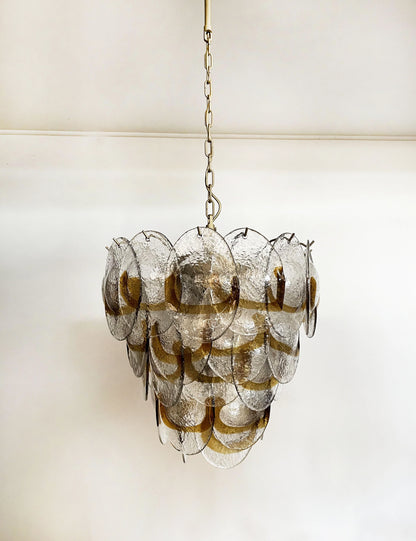 Mazzega Murano Transparent Amber Glasses Chandelier - Nuvé