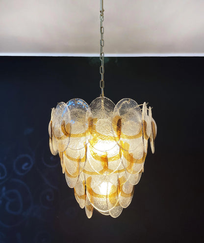 Mazzega Murano Transparent Amber Glasses Chandelier - Nuvé