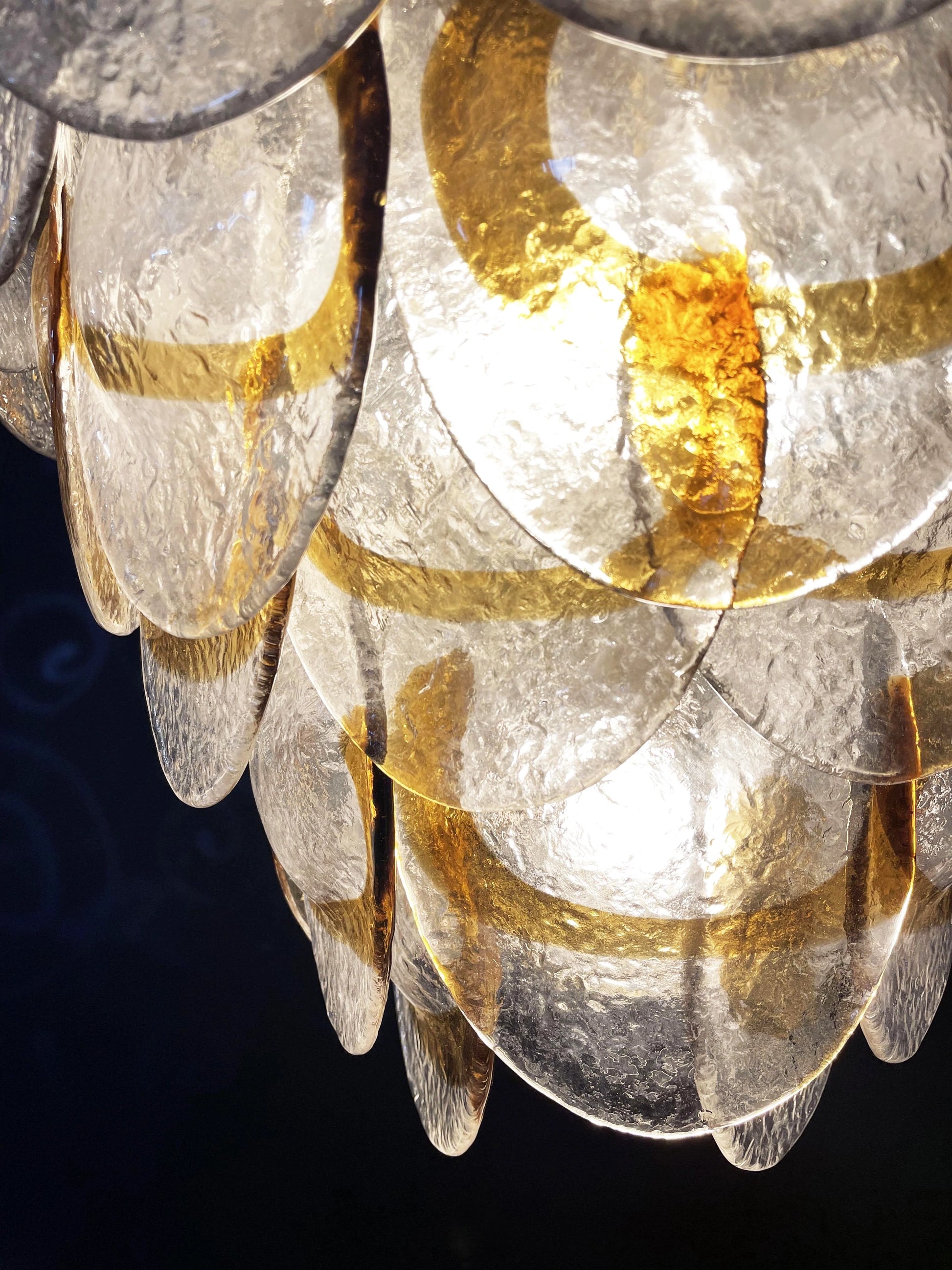 Mazzega Murano Transparent Amber Glasses Chandelier - Nuvé