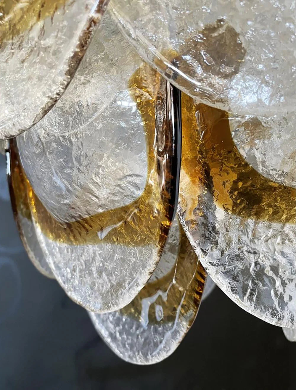Mazzega Murano Transparent Amber Glasses Chandelier - Nuvé