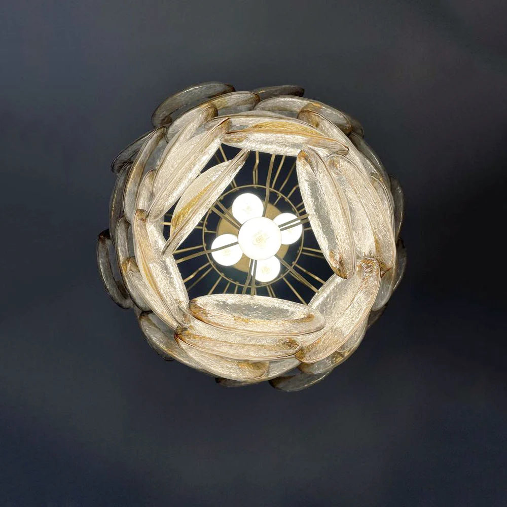 Mazzega Murano Transparent Amber Glasses Chandelier - Nuvé