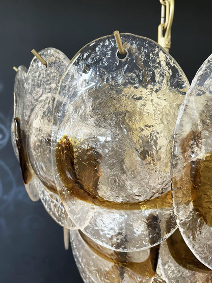 Mazzega Murano Transparent Amber Glasses Chandelier - Nuvé