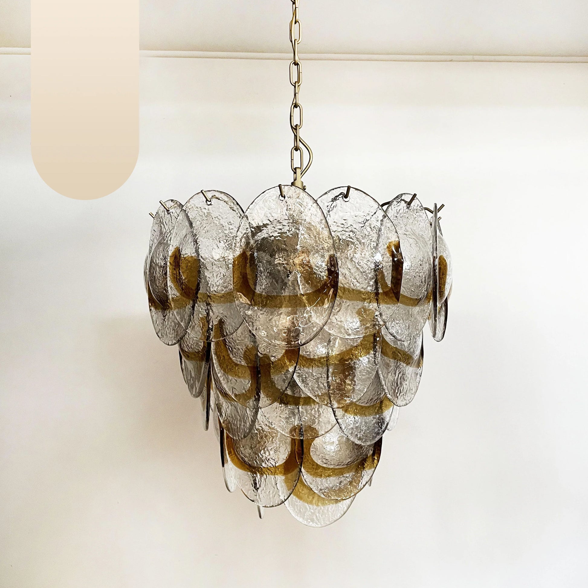 Mazzega Murano Transparent Amber Glasses Chandelier - Nuvé