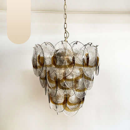 Mazzega Murano Transparent Amber Glasses Chandelier - Nuvé