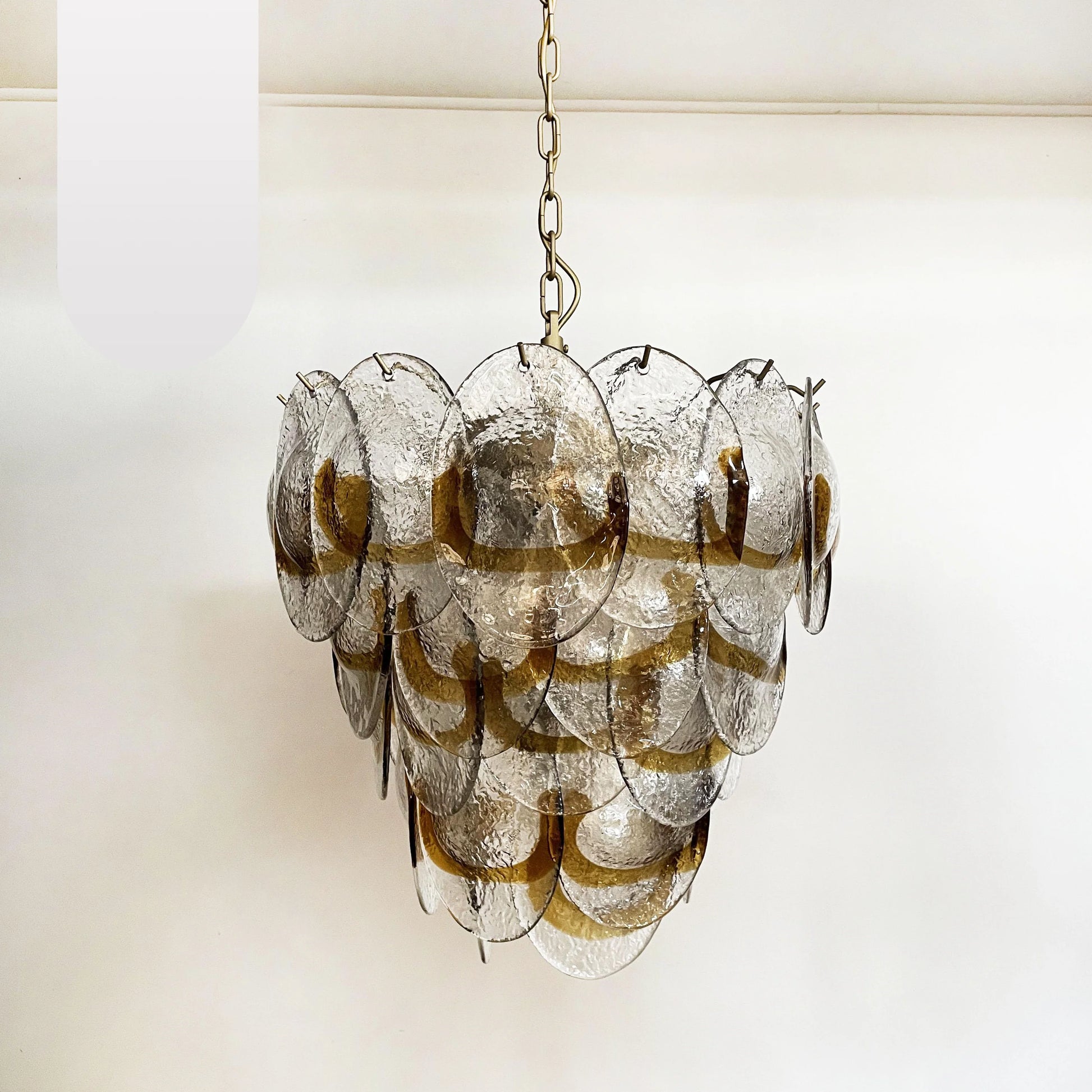 Mazzega Murano Transparent Amber Glasses Chandelier - Nuvé