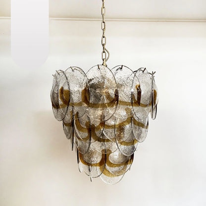 Mazzega Murano Transparent Amber Glasses Chandelier - Nuvé