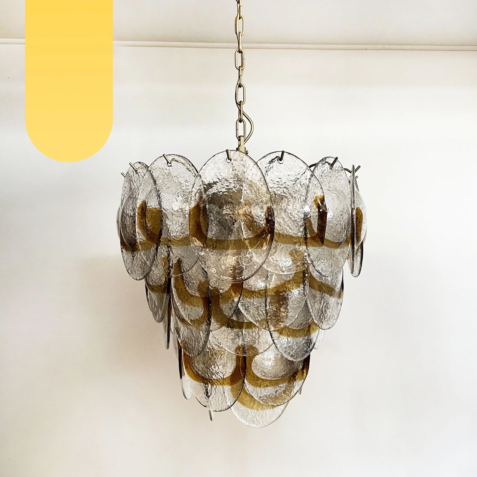 Mazzega Murano Transparent Amber Glasses Chandelier - Nuvé