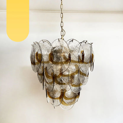 Mazzega Murano Transparent Amber Glasses Chandelier - Nuvé