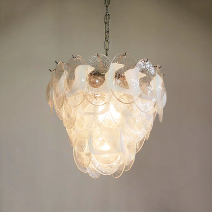 Mazzega Murano Transparent White Glasses Chandelier - Nuvé