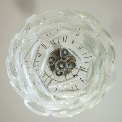 Mazzega Murano Transparent White Glasses Chandelier - Nuvé