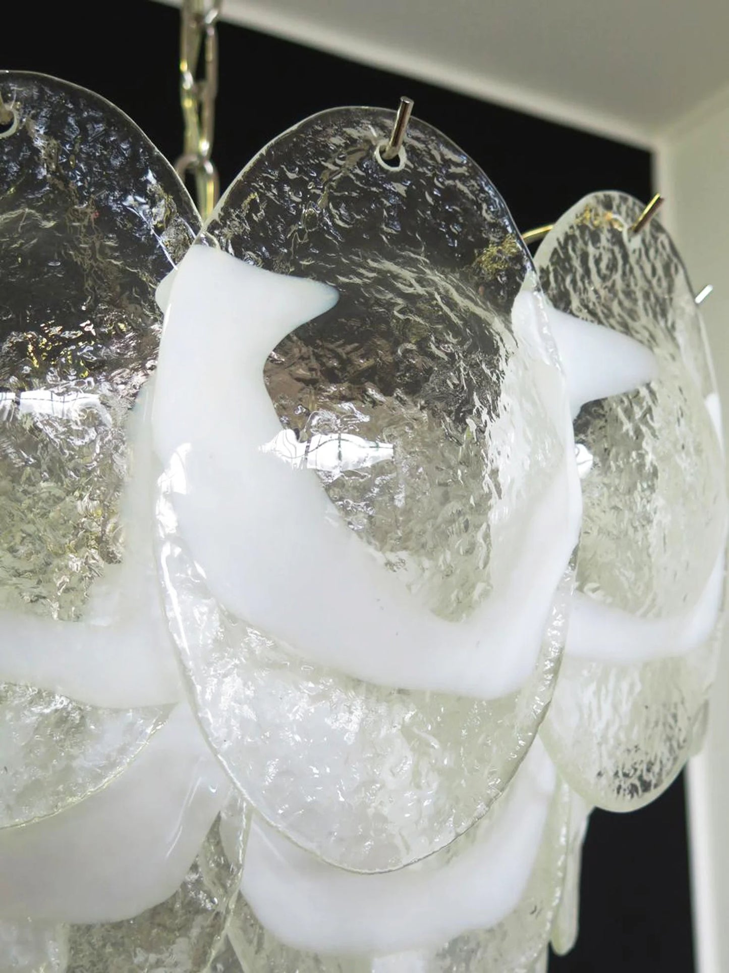 Mazzega Murano Transparent White Glasses Chandelier - Nuvé