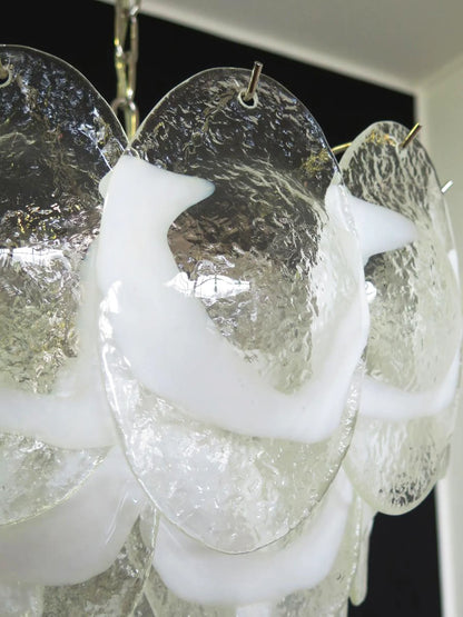 Mazzega Murano Transparent White Glasses Chandelier - Nuvé