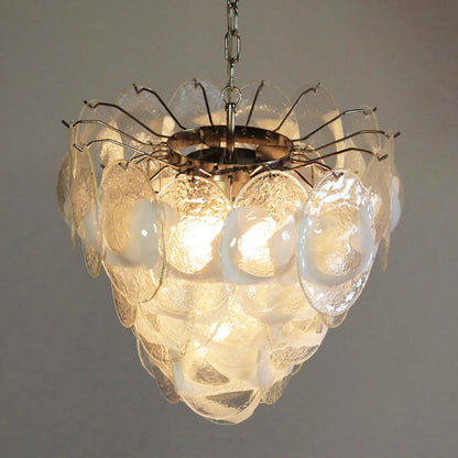 Mazzega Murano Transparent White Glasses Chandelier - Nuvé