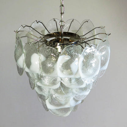 Mazzega Murano Transparent White Glasses Chandelier - Nuvé