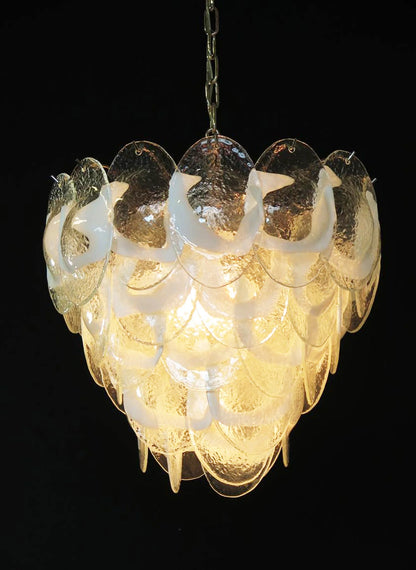 Mazzega Murano Transparent White Glasses Chandelier - Nuvé