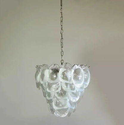 Mazzega Murano Transparent White Glasses Chandelier - Nuvé