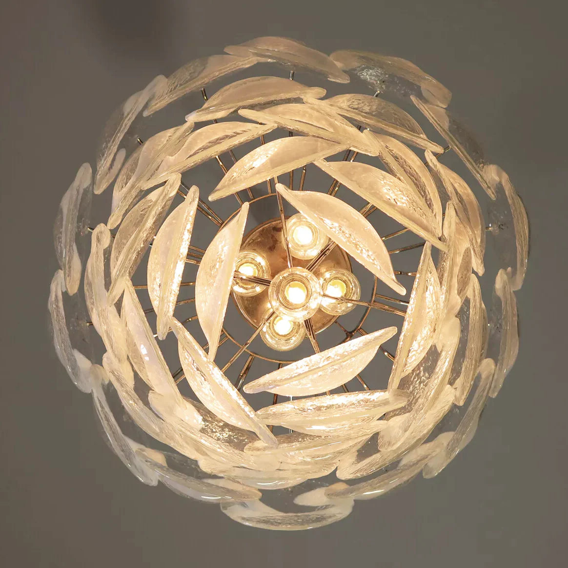 Mazzega Murano Transparent White Glasses Chandelier - Nuvé
