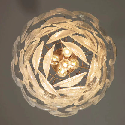 Mazzega Murano Transparent White Glasses Chandelier - Nuvé