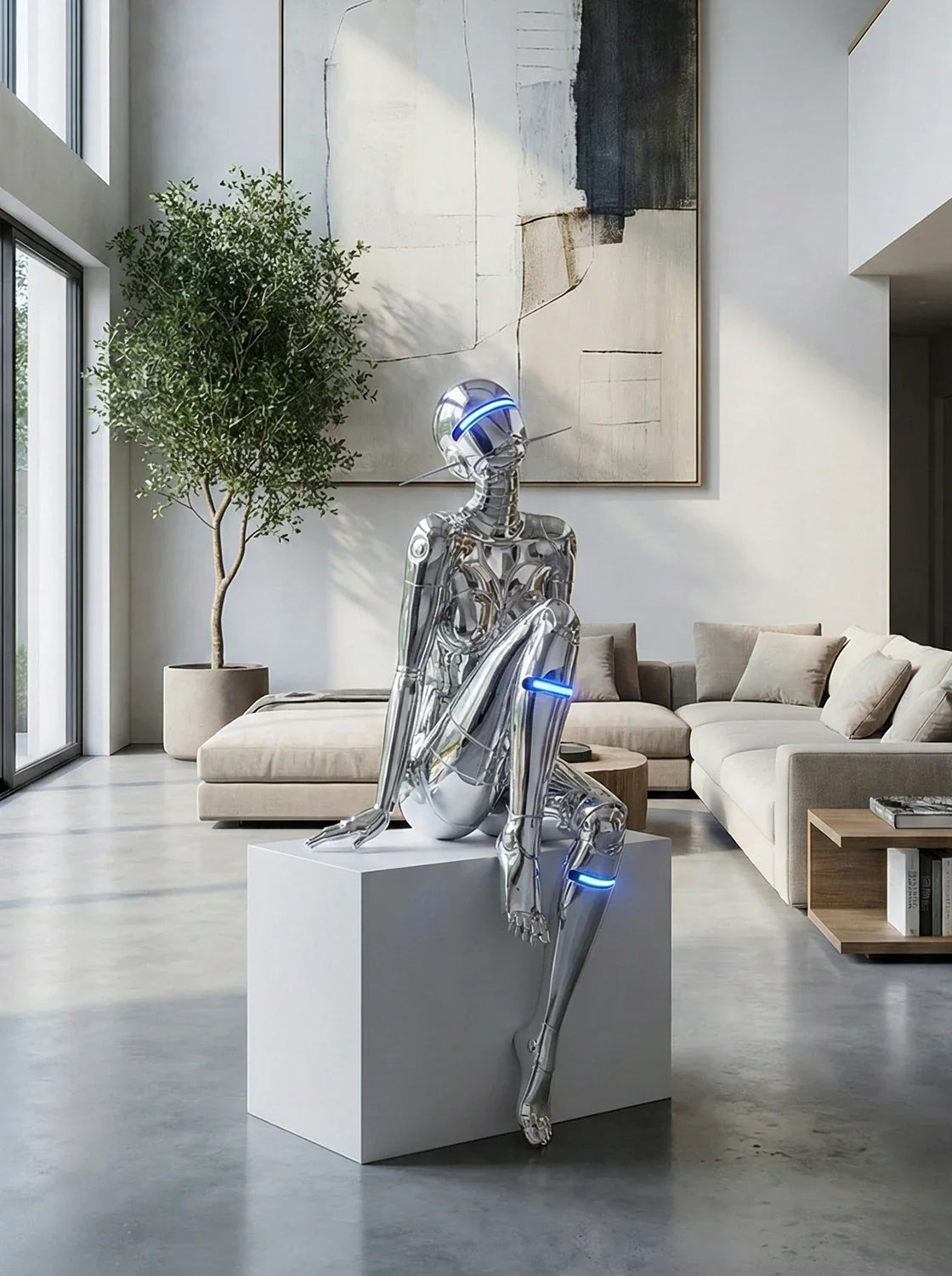Mechanical technology goddess sculpture floor lamp by korewolamp featuring a detailed, artistic goddess figure with modern design elements.