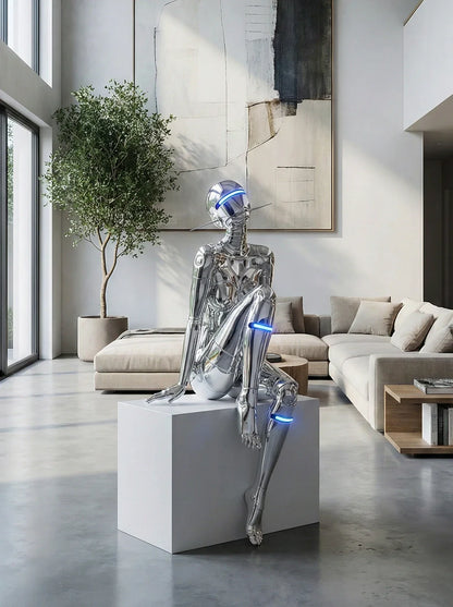 Mechanical technology goddess sculpture floor lamp by korewolamp featuring a detailed, artistic goddess figure with modern design elements.
