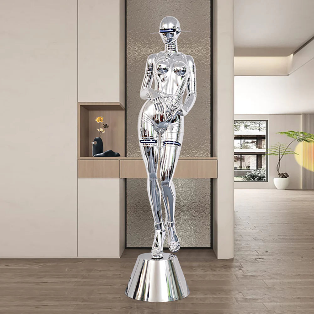 Korewolamp mechanical goddess sculpture floor lamp with intricate mechanical design and artistic statue base.