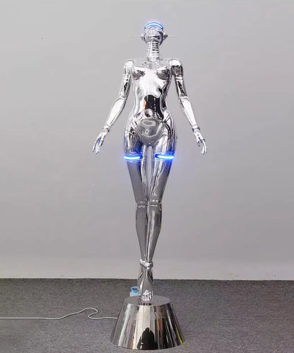 Korewolamp mechanical goddess sculpture floor lamp with intricate mechanical design and artistic metal finish.