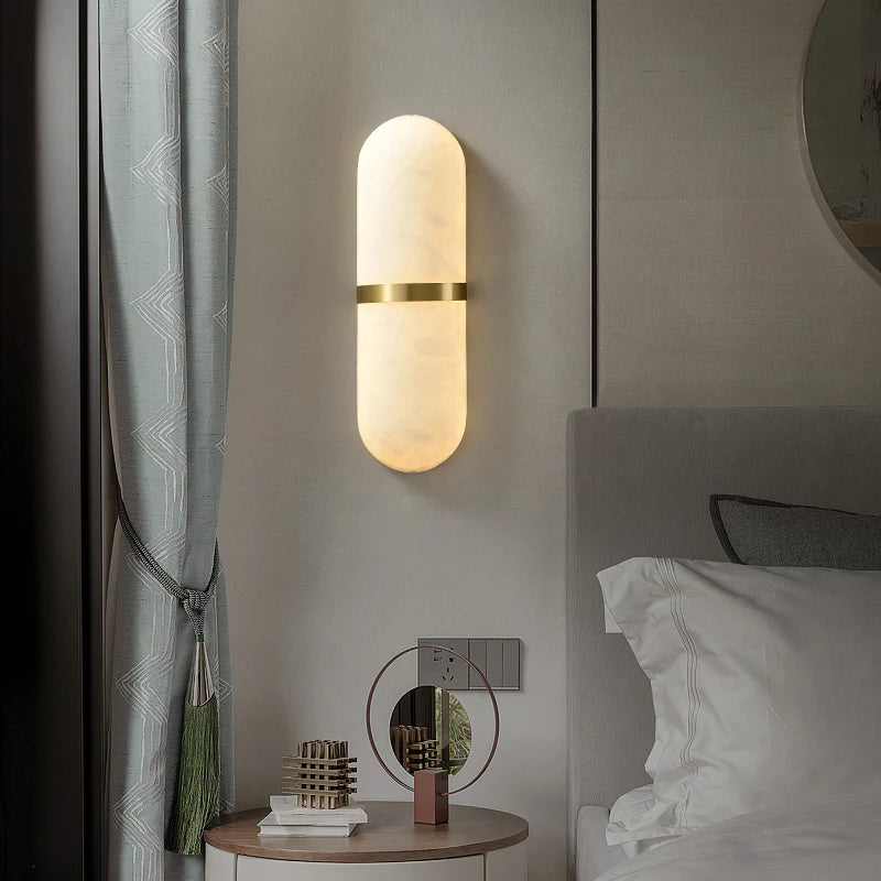 Oval Alabaster Semi Circular Wall Lamp - Nuvé
