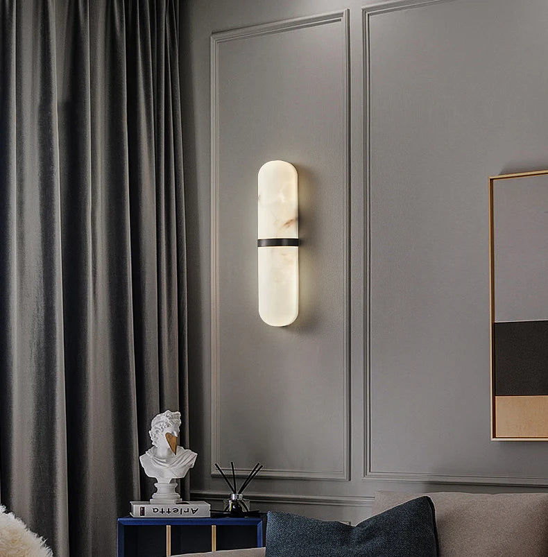 Oval Alabaster Semi Circular Wall Lamp - Nuvé