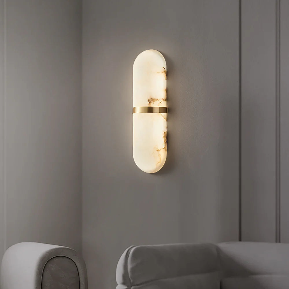 Oval Alabaster Semi Circular Wall Lamp - Nuvé