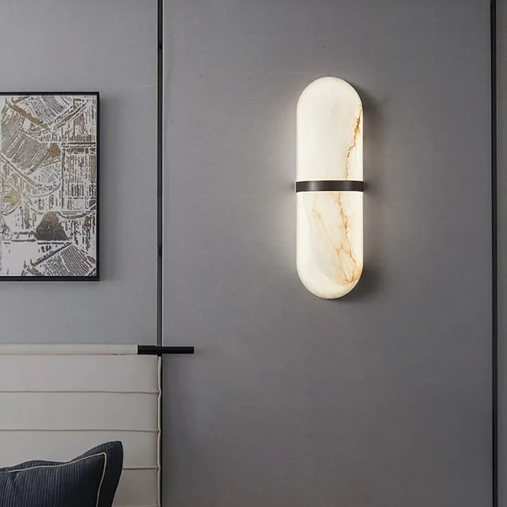 Oval Alabaster Semi Circular Wall Lamp - Nuvé