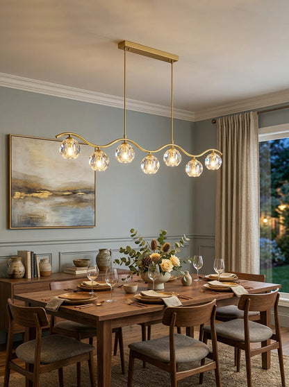 Minimalist Wave Glass Orb Chandelier