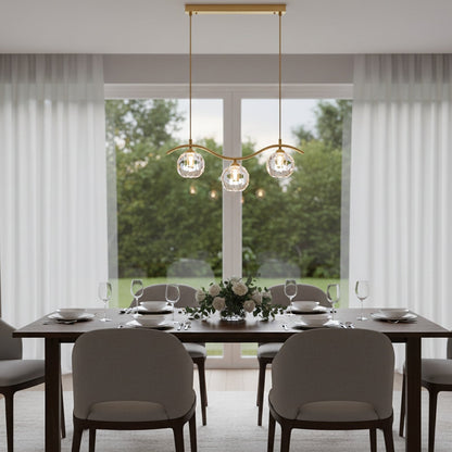 Minimalist Wave Glass Orb Chandelier