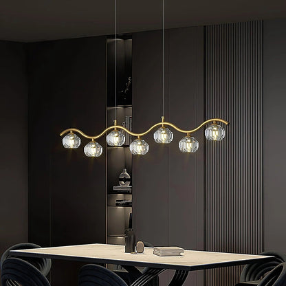 Minimalist Wave Glass Orb Chandelier