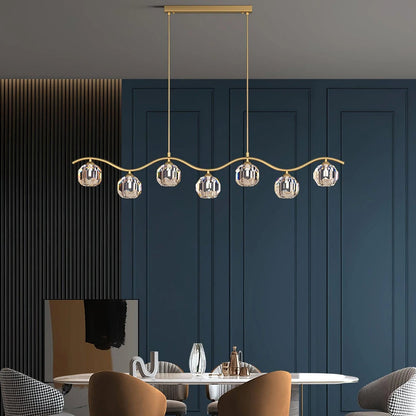 Minimalist Wave Glass Orb Chandelier