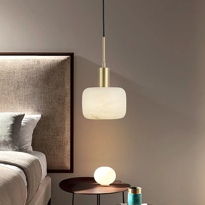 Modern Cylinder Copper Marble Pendant Light - Nuvé